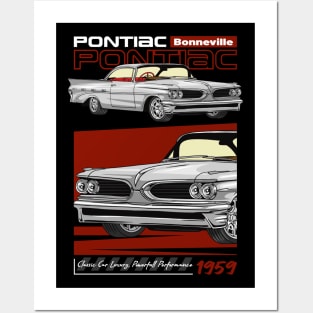 Retro V8 Bonneville Car Posters and Art